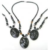 Wholesale Assorted Color Religious Carved Shaped Hematite Pendant and Necklace